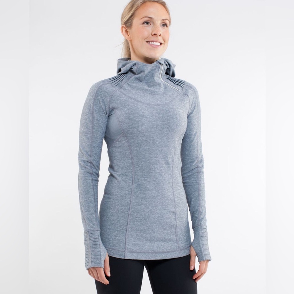 Lululemon Run:Cross Train Pullover Hoodie- Heathered Blurred Grey- Size 4